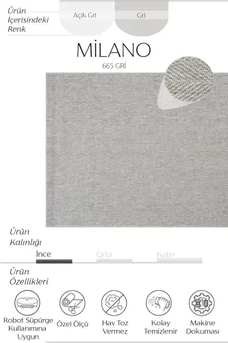 Milano 665 Grey Wicker Textured Rug Kilim Living Room Kitchen Hallway Cut Runner Woven Machine Carpet-Grey 1 - COOL HALI (1)