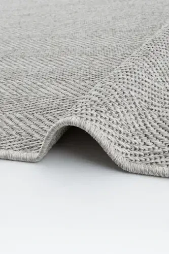 Milano 665 Grey Wicker Textured Rug Kilim Living Room Kitchen Hallway Cut Runner Woven Machine Carpet-Grey 1 - 5