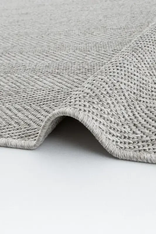 Milano 665 Grey Wicker Textured Rug Kilim Living Room Kitchen Hallway Cut Runner Woven Machine Carpet-Grey 1 - 5