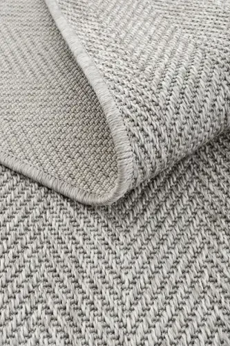 Milano 665 Grey Wicker Textured Rug Kilim Living Room Kitchen Hallway Cut Runner Woven Machine Carpet-Grey 1 - 7