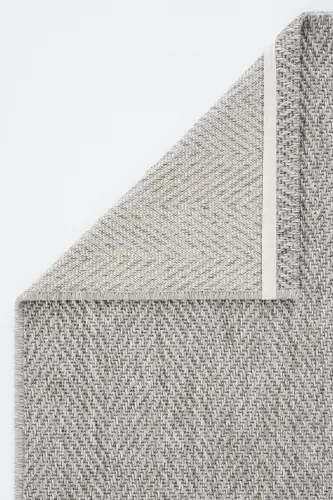 Milano 665 Grey Wicker Textured Rug Kilim Living Room Kitchen Hallway Cut Runner Woven Machine Carpet-Grey 1 - 5
