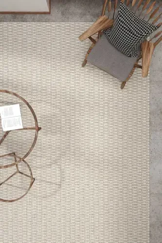 Milano 666 Cream Woven Textured Rug Kilim Living Room Kitchen Corridor Cut Runner Woven Machine Carpet-Cream - COOL HALI (1)