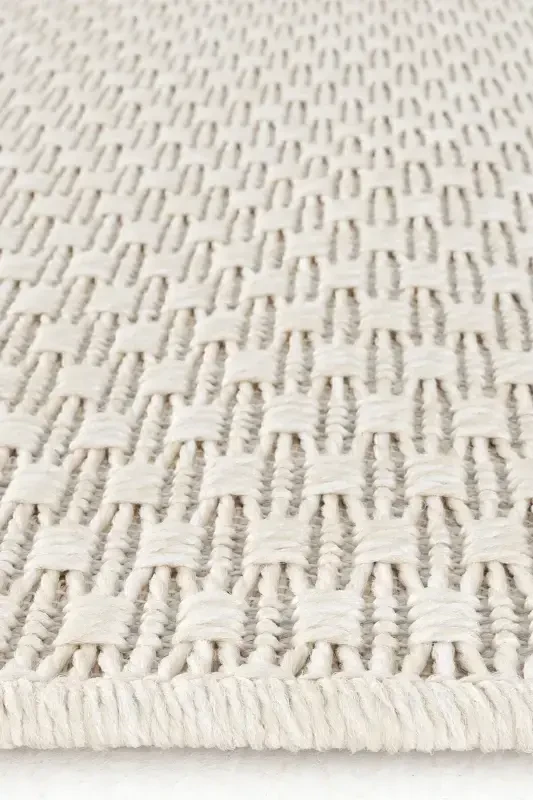 Milano 666 Cream Woven Textured Rug Kilim Living Room Kitchen Corridor Cut Runner Woven Machine Carpet-Cream - 8