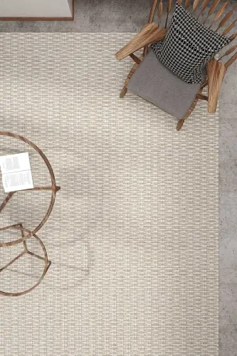 Milano 666 Cream Woven Textured Rug Kilim Living Room Kitchen Corridor Cut Runner Woven Machine Carpet-Cream 