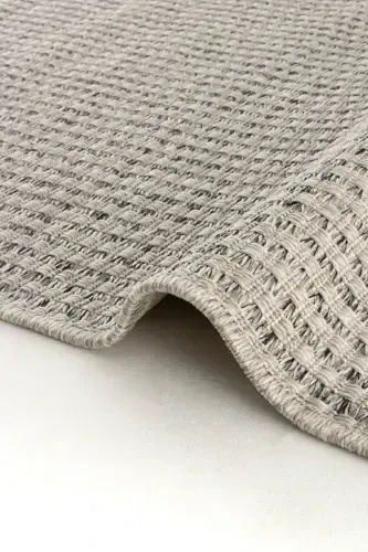 Milano 666 Gri Hasır Dokulu Halı Kilim Salon Mutfak Koridor Kesme Yolluk Dokuma Makine Halısı-Gri - 6