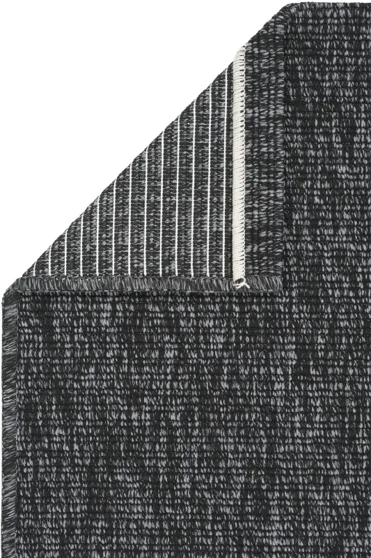 Milano Gri Siyah Halı İnce Yazlık Sade Düz Renk Salon Oturma Odası Hasır Sisal Dokulu Balkon Halısı-Gri Siyah - 5