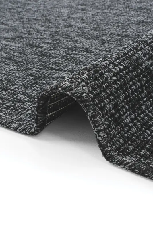 Milano Gri Siyah Halı İnce Yazlık Sade Düz Renk Salon Oturma Odası Hasır Sisal Dokulu Balkon Halısı-Gri Siyah - 6