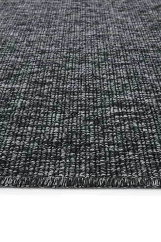 Milano Gri Siyah Halı İnce Yazlık Sade Düz Renk Salon Oturma Odası Hasır Sisal Dokulu Balkon Halısı-Gri Siyah - 7