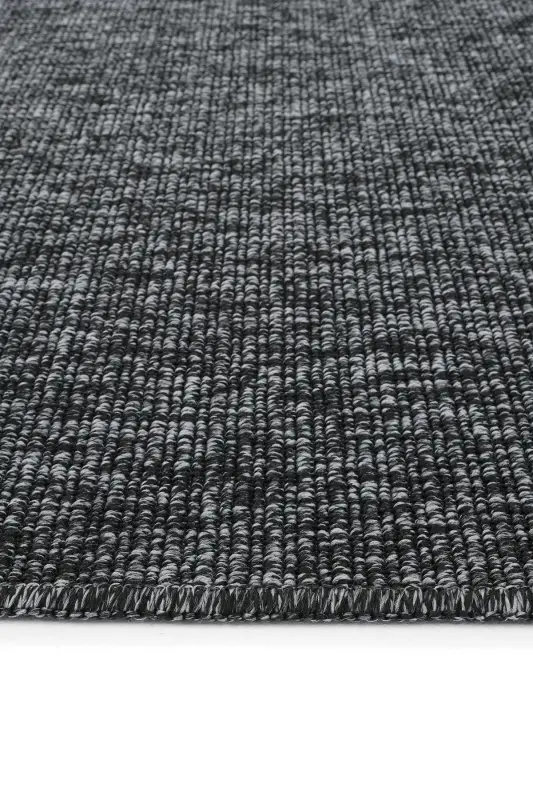 Milano Gri Siyah Halı İnce Yazlık Sade Düz Renk Salon Oturma Odası Hasır Sisal Dokulu Balkon Halısı-Gri Siyah - 7