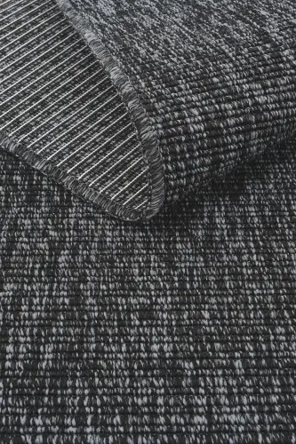 Milano Gri Siyah Halı İnce Yazlık Sade Düz Renk Salon Oturma Odası Hasır Sisal Dokulu Balkon Halısı-Gri Siyah - 8