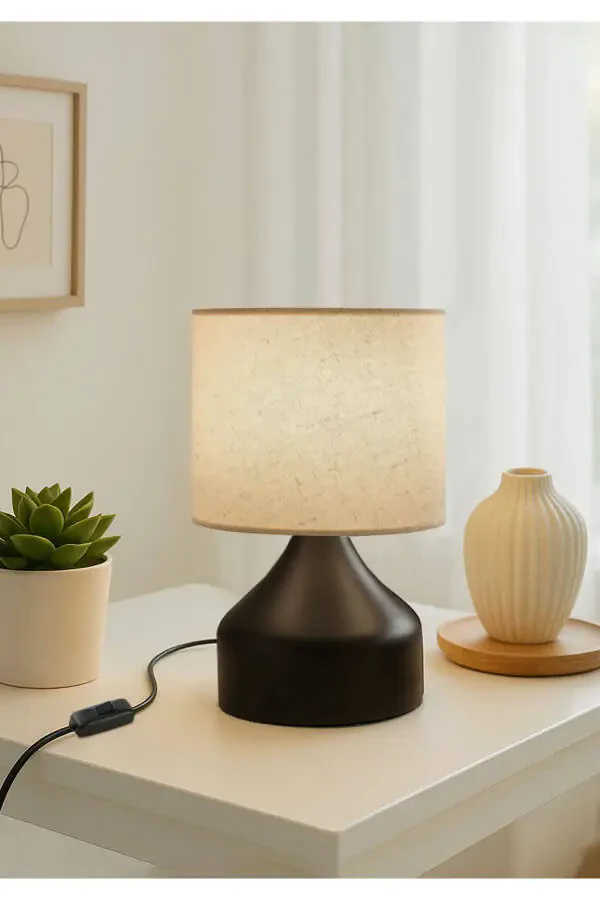 Milano Metal Body Lampshade Cream Crinkled Fabric Ayd-3087 - 1