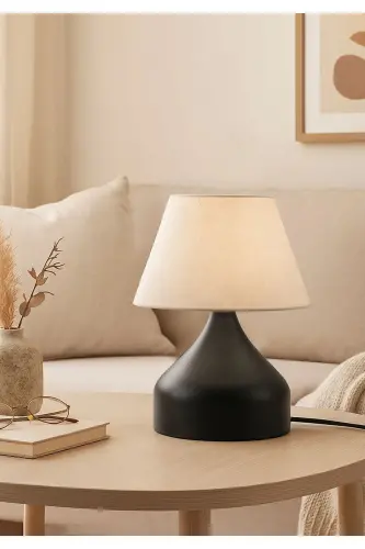 Milano Metal Gövdeli Abajur Krem Kırçıllı Başlık Ayd-3088-Krem Kırçıllı 