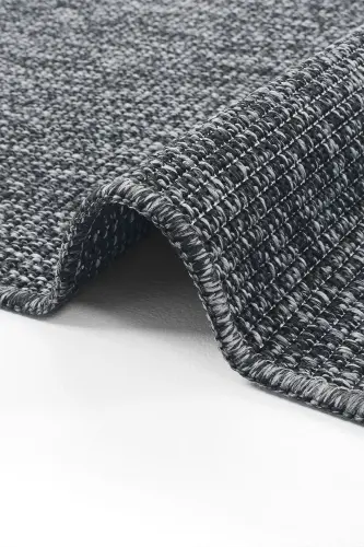 Milano Siyah Gri Halı İnce Yazlık Makine Dokuma Salon Oturma Odası Hasır Sisal Dokulu Balkon Halısı-Siyah Grii - 6