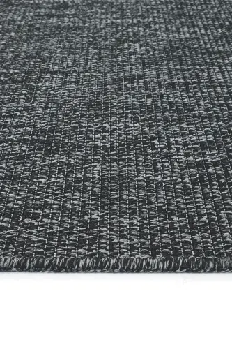 Milano Siyah Gri Halı İnce Yazlık Makine Dokuma Salon Oturma Odası Hasır Sisal Dokulu Balkon Halısı-Siyah Grii - 7