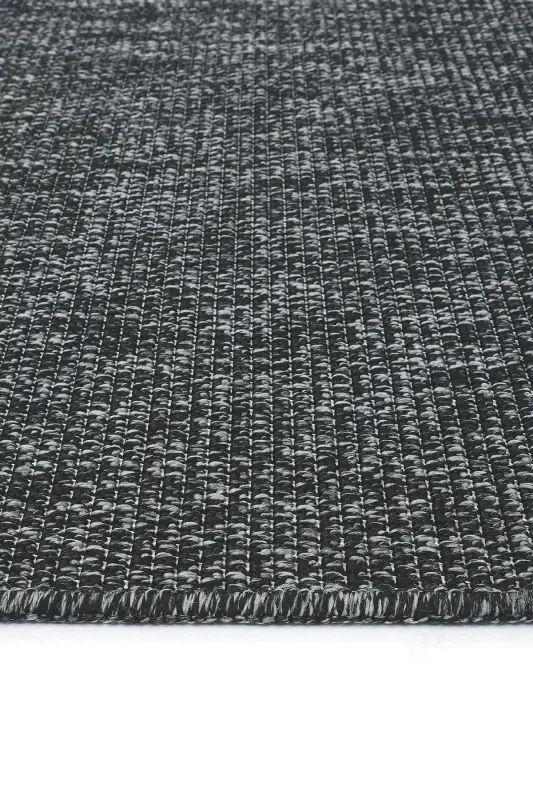 Milano Siyah Gri Halı İnce Yazlık Makine Dokuma Salon Oturma Odası Hasır Sisal Dokulu Balkon Halısı-Siyah Grii - 7