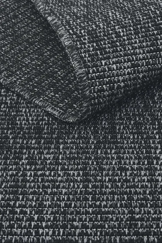 Milano Siyah Gri Halı İnce Yazlık Makine Dokuma Salon Oturma Odası Hasır Sisal Dokulu Balkon Halısı-Siyah Grii - 8