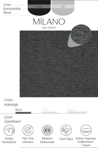 Milano Siyah Gri Halı İnce Yazlık Makine Dokuma Salon Oturma Odası Hasır Sisal Dokulu Balkon Halısı-Siyah Grii - COOL HALI (1)