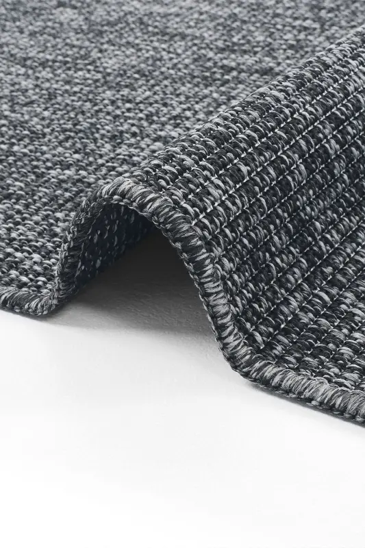 Milano Siyah Gri Halı İnce Yazlık Makine Dokuma Salon Oturma Odası Hasır Sisal Dokulu Balkon Halısı-Siyah Grii - 6