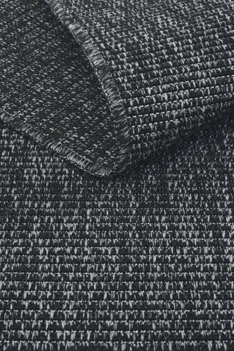 Milano Siyah Gri Halı İnce Yazlık Makine Dokuma Salon Oturma Odası Hasır Sisal Dokulu Balkon Halısı-Siyah Grii - 8