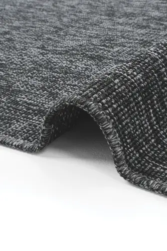 Milano Siyah Halı İnce Yazlık Makine Dokuma Oda Salon Oturma Odası Hasır Sisal Dokulu Balkon Halısı-Siyah - 6