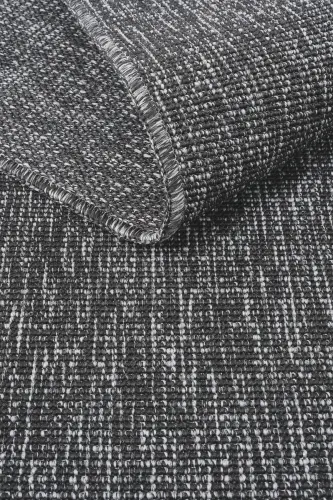 Milano Siyah Halı İnce Yazlık Makine Dokuma Oda Salon Oturma Odası Hasır Sisal Dokulu Balkon Halısı-Siyah - 8