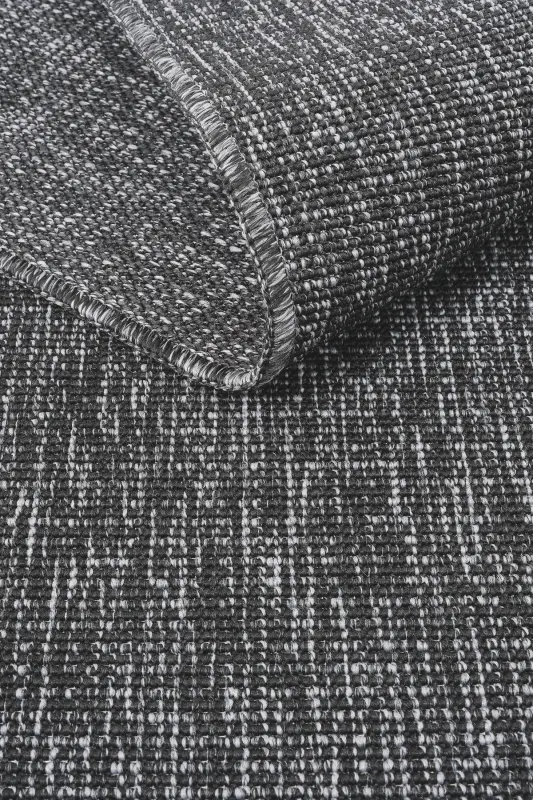 Milano Siyah Halı İnce Yazlık Makine Dokuma Oda Salon Oturma Odası Hasır Sisal Dokulu Balkon Halısı-Siyah - 8