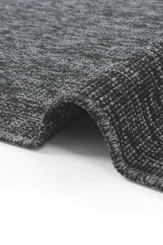 Milano Siyah Halı İnce Yazlık Makine Dokuma Oda Salon Oturma Odası Hasır Sisal Dokulu Balkon Halısı-Siyah - 6