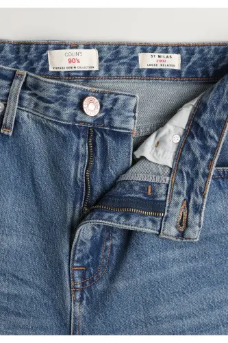 Loose Relaxed Fit Drop Crotch Kısa Paça Erkek İndigo Jean Pantolon - LOMO WASH - 8