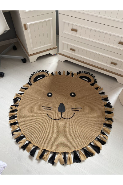 Milda Dust-Free Anti-Allergic Jute Woven Tassel Cute Bear Jute Rug Baby Children's Room Rug - 2