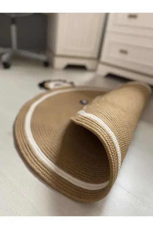 Milda Haz Toz Vermez Antialerjik Jüt Dokuma Sevimli Ayı Jüt Halı Bebek Çocuk Odası Halısı-Kahverengi 1 - 4