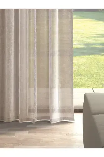 Milk Coffee Color Linen Look Plain Tulle Curtain No Ironing-MILK COFFEE - 2