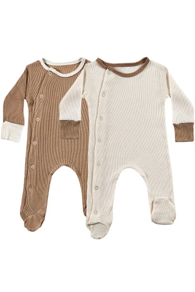 Milky Chocolate Baby Onesie Set 2 Pieces Unisex Organic Cotton Newborn Gift Set - TINYLAMB (1)