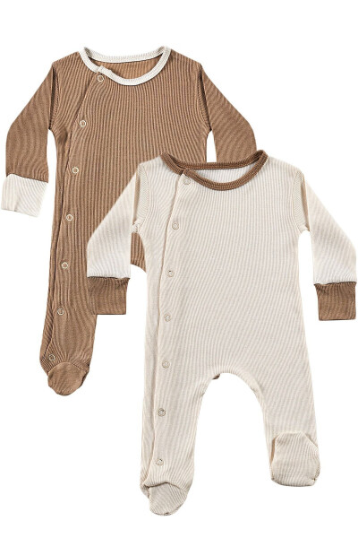 Milky Chocolate chaqaloq kombinezoni to'plami 2 dona, unisex, organik paxta, yangi tug'ilgan chaqaloq uchun sovg'a to'plami - TINYLAMB