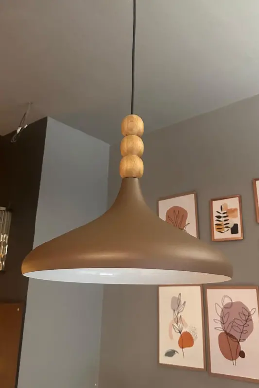 Milky Coffee Champion Wooden Beaded Single Chandelier Pendant Living Room Kitchen Boutique Lamp Lighting Chandeliers-Milky Coffee - 1