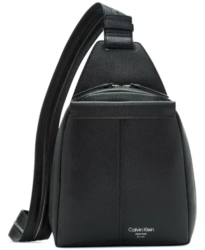 Millie Convertible Leather Sling Bag, Backpack-Black/silver - 1