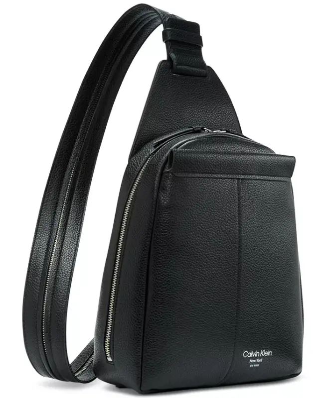 Millie Convertible Leather Sling Bag, Backpack-Black/silver - 2