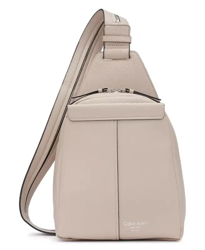 Millie Convertible Leather Sling Bag, Backpack-Mushroom - CALVIN KLEIN