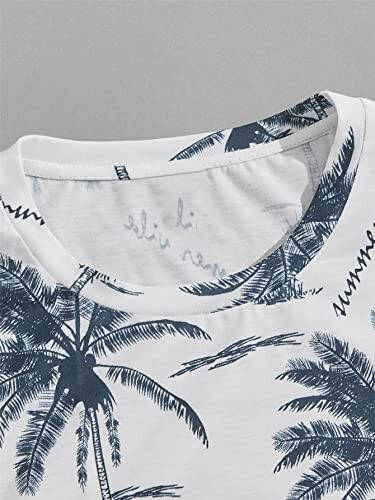 Milumia Men's Tropical Printed Short Sleeve Tee and Drawstring Pocket Shorts Set - 3