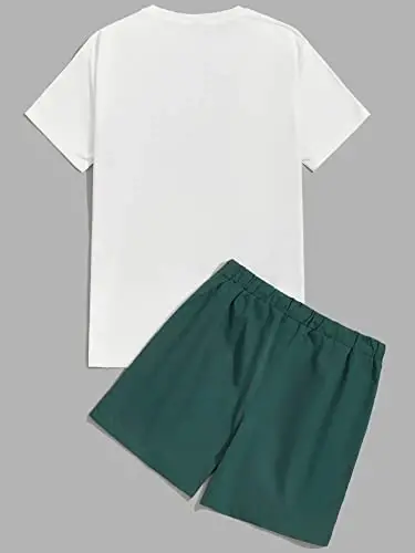 Milumia Men's Tropical Printed Short Sleeve Tee and Drawstring Pocket Shorts Set - 2