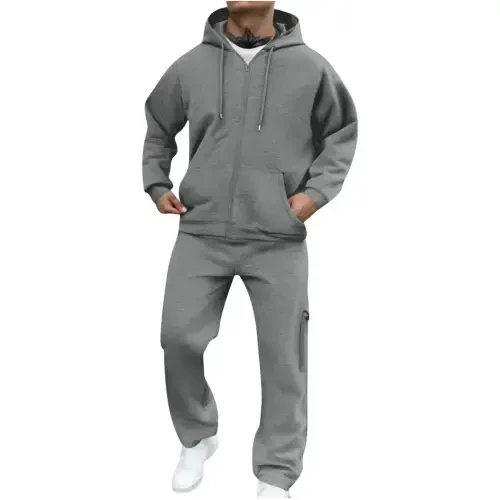 Miluxas Men Track Suits Sets Clearance Long Sleeve Full-zip Sweatsuit Active Jackets and Pants 2 Piece Outfits Gray 6(M) - MILUXAS (1)