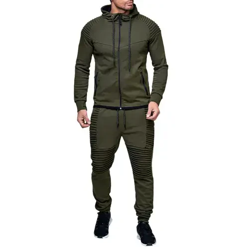 Miluxas Sweatsuits for Men 2 Piece Hoodie Men's Jogging Tracksuit Set Casual Athletic Long Sleeve Outfit Pullover Suit Set Clearance Army Green XXL(XXL) - 1