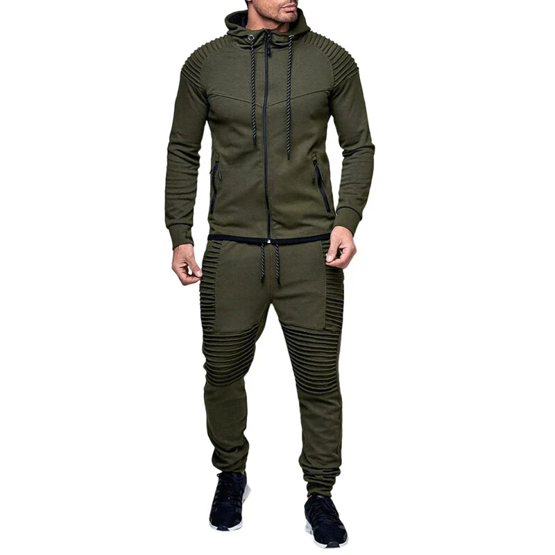 Miluxas Sweatsuits for Men 2 Piece Hoodie Men's Jogging Tracksuit Set Casual Athletic Long Sleeve Outfit Pullover Suit Set Clearance Army Green XXL(XXL) - MILUXAS