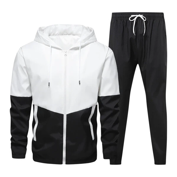 Miluxas Track Suits for Men Set Clearance Full Zip Sweatsuit Outdoor Jogging Men Tracksuits Black 6(M) - 1