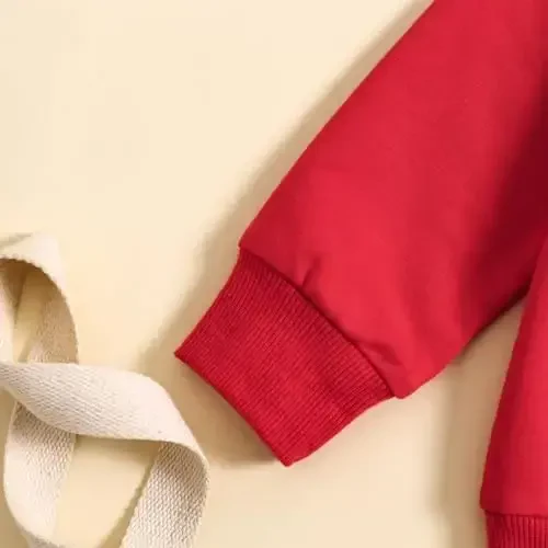 Милый свитшот для младенцев (мальчик/девочка), длинный рукав, круглый вырез, принт буквы и сердце. На День Валентина. - 5