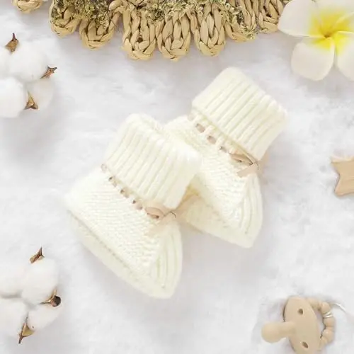 mimixiong Baby Booties Newborn Infant Sock Shoes Hand Knitting Crochet Boy and Girl Cozy Shoes - 6