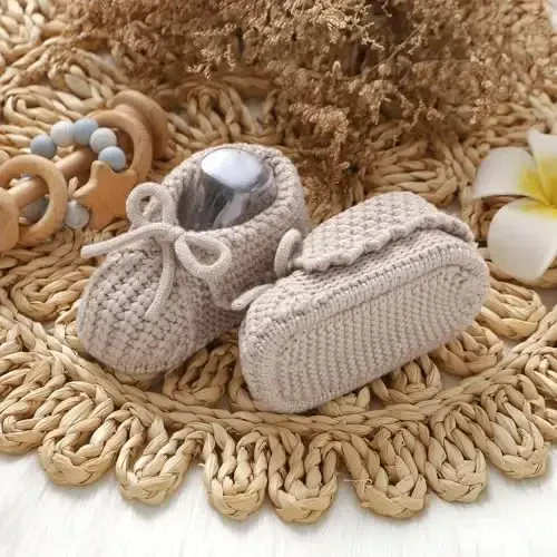 mimixiong Baby Booties Newborn Infant Sock Shoes Hand Knitting Crochet Boy and Girl Cozy Shoes - 5