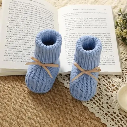 mimixiong Baby Booties Newborn Infant Sock Shoes Hand Knitting Crochet Boy and Girl Cozy Shoes - 6