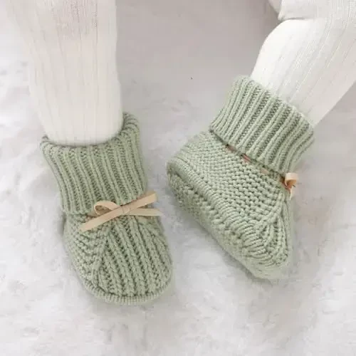 mimixiong Baby Booties Newborn Infant Sock Shoes Hand Knitting Crochet Boy and Girl Cozy Shoes - 3