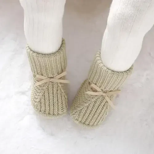 mimixiong Baby Booties Newborn Infant Sock Shoes Hand Knitting Crochet Boy and Girl Cozy Shoes - 2