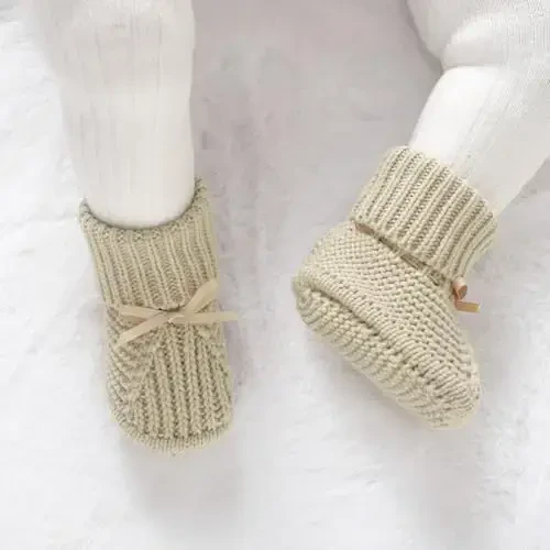 mimixiong Baby Booties Newborn Infant Sock Shoes Hand Knitting Crochet Boy and Girl Cozy Shoes - 3